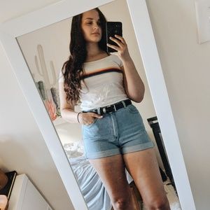 Rainbow Off the Shoulder Crop Top